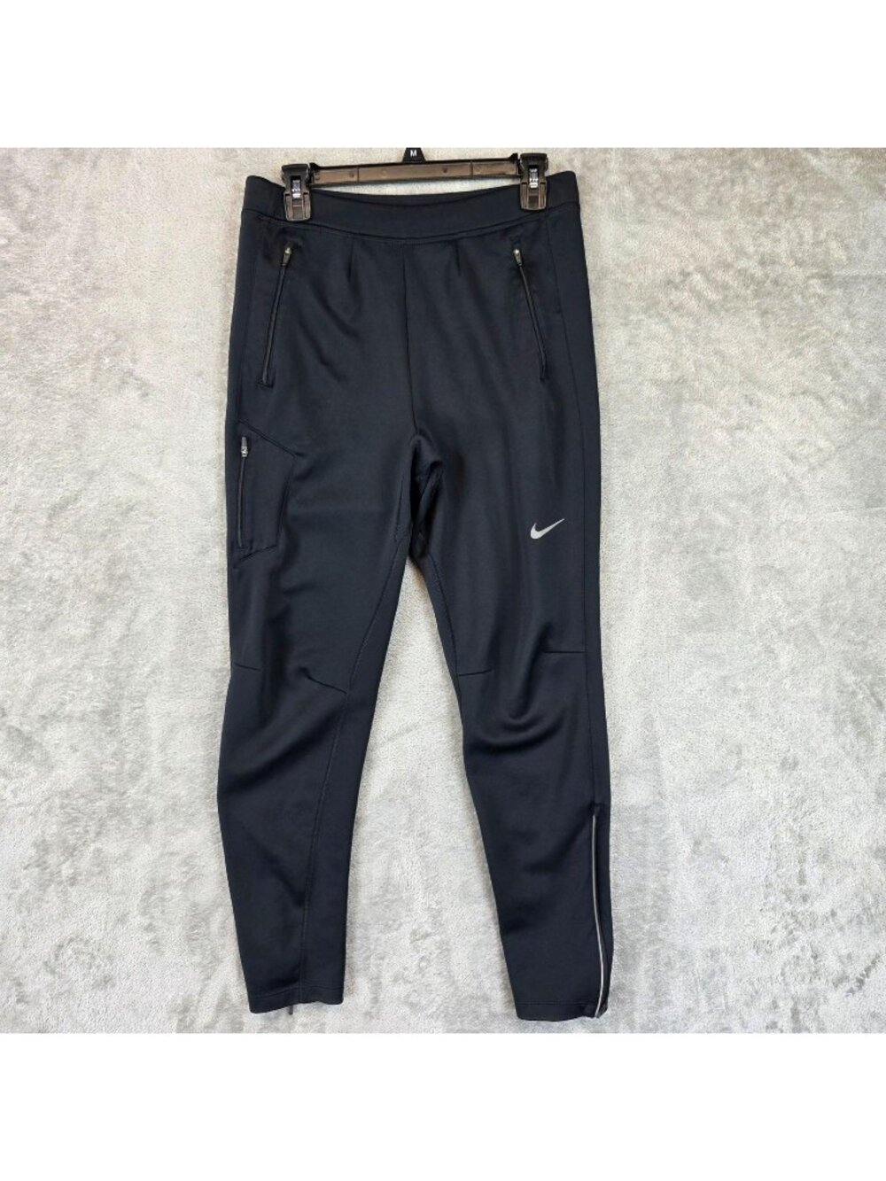 Nike Dri-FIT Pants Mens M Black Track Joggers Zip Pockets Running 684702-010